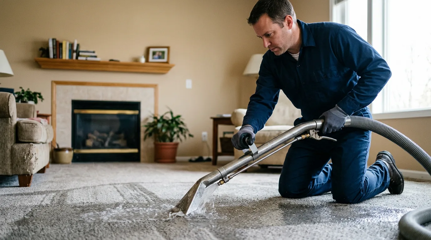 Water damage restoration technician working near Briggs, TX